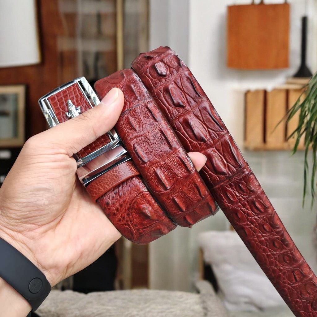 Thắt Lưng Da Cá Sấu. Gù Cá Sấu Đẹp Sang Chảnh TS119B (mặt trắng)