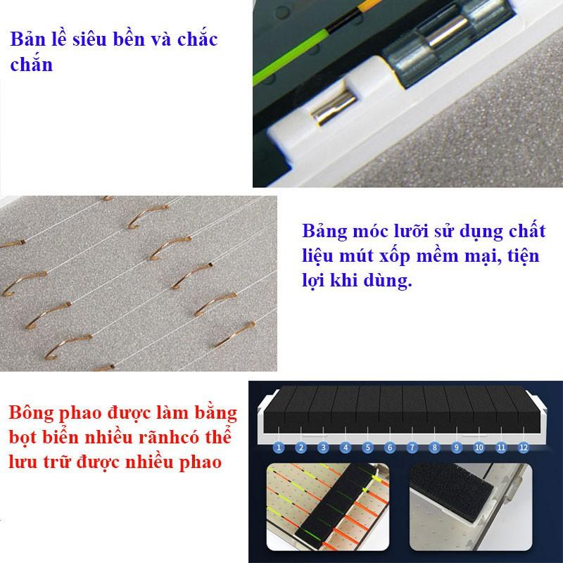 Hộp Đựng Phụ Kiện Câu Đài - Hộp đựng phao câu cá ABS đa năng kèm trục Silicon cao cấp HPK-13