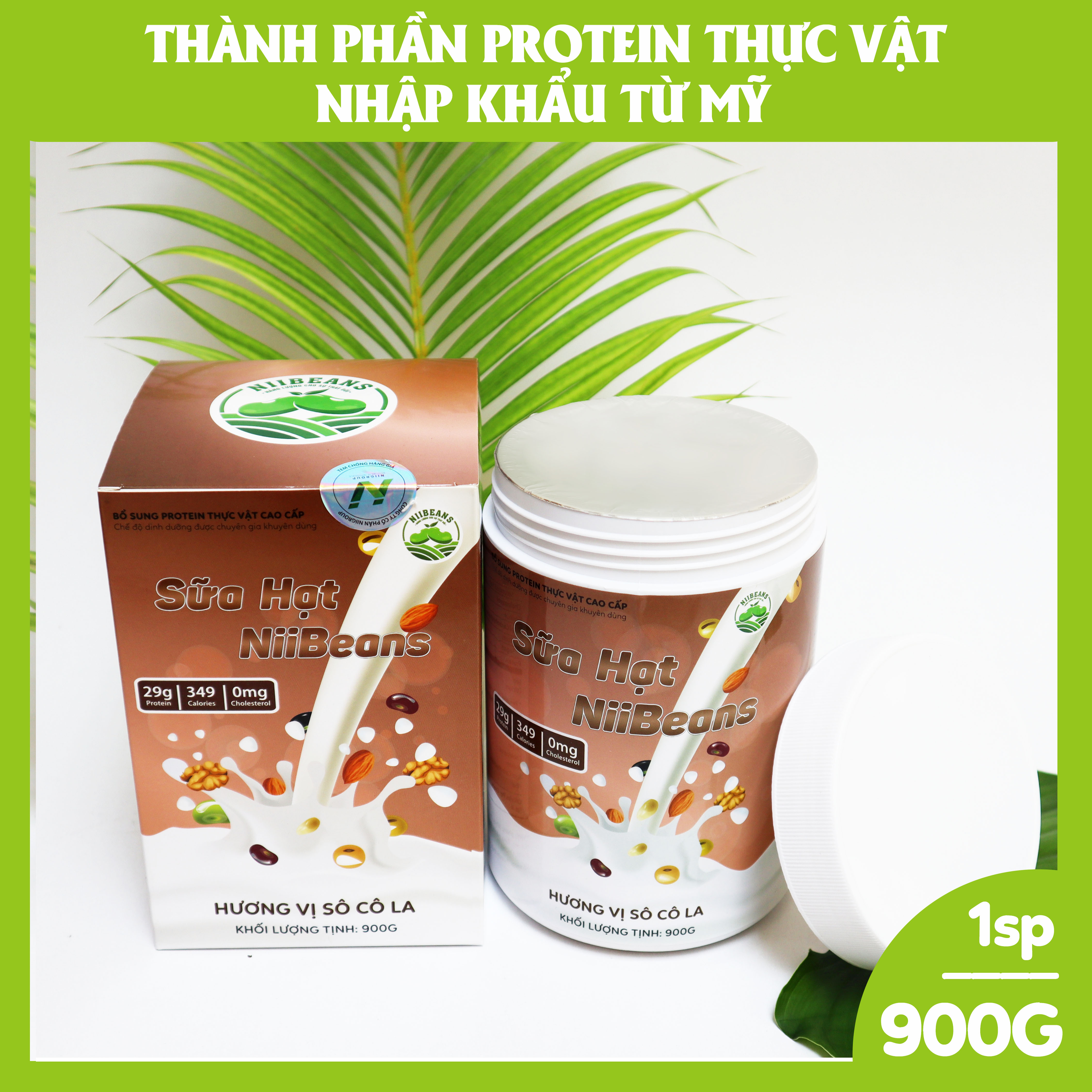 Sữa hạt NiiBeans Tăng cân Hương vị Sô Cô La 900G