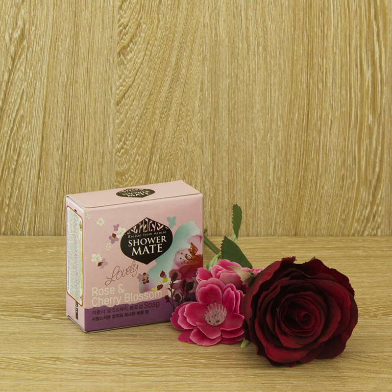 Xà bông tắm Showermate Rose &amp; Cherry lưu hương Hàn Quốc 100g tặng thêm móc khóa