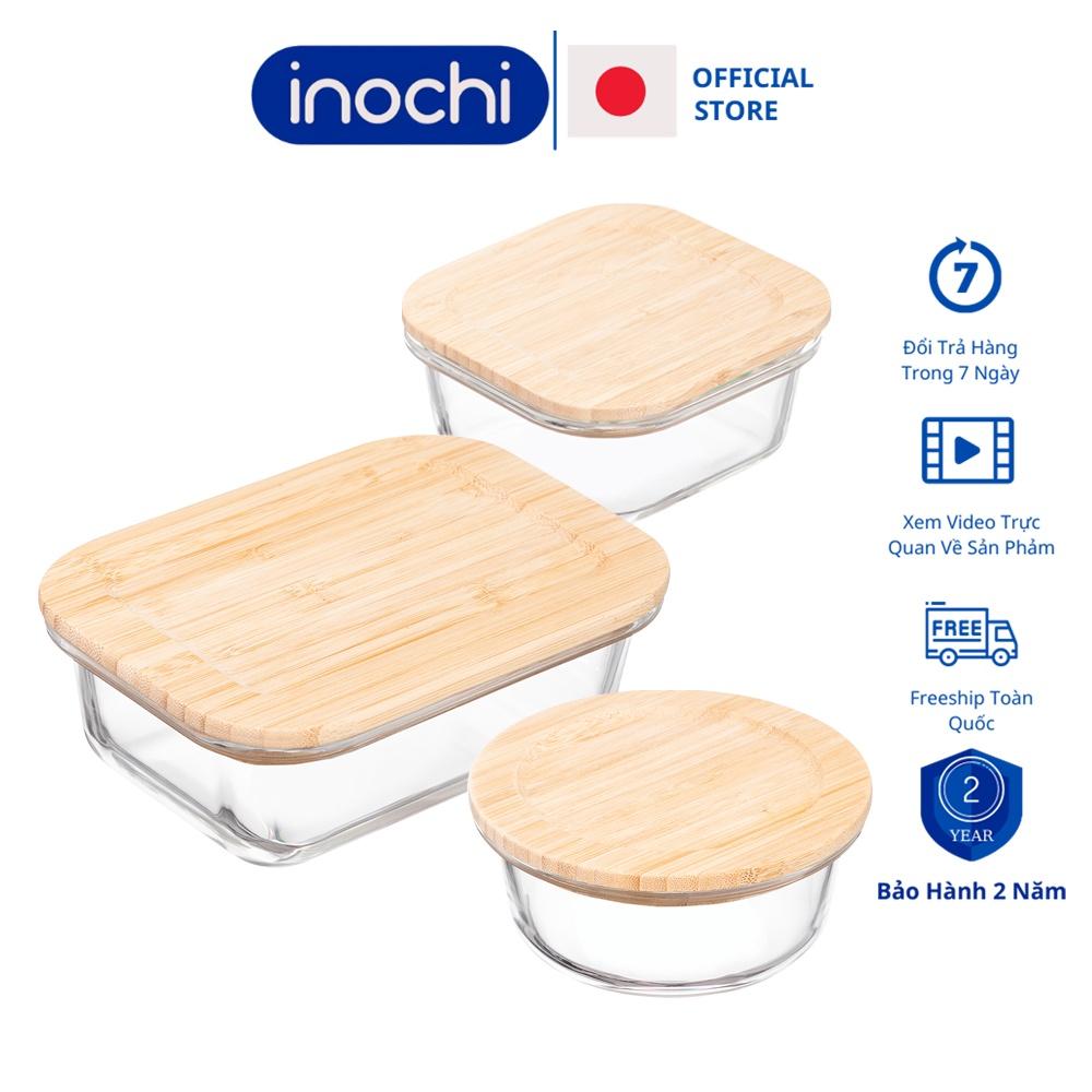 Hộp đựng thực phẩm thủy tinh nắp tre Nikko Inochi thân thiện môi trường