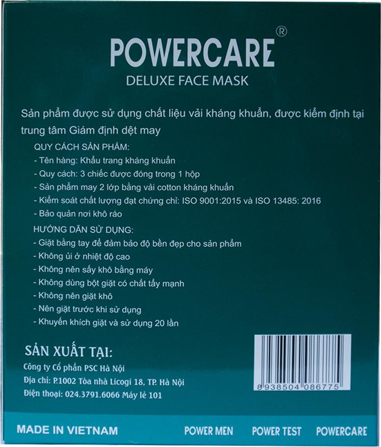 Khẩu trang vải Kháng Khuẩn Powercare Hộp 3 Chiếc - Combo 3