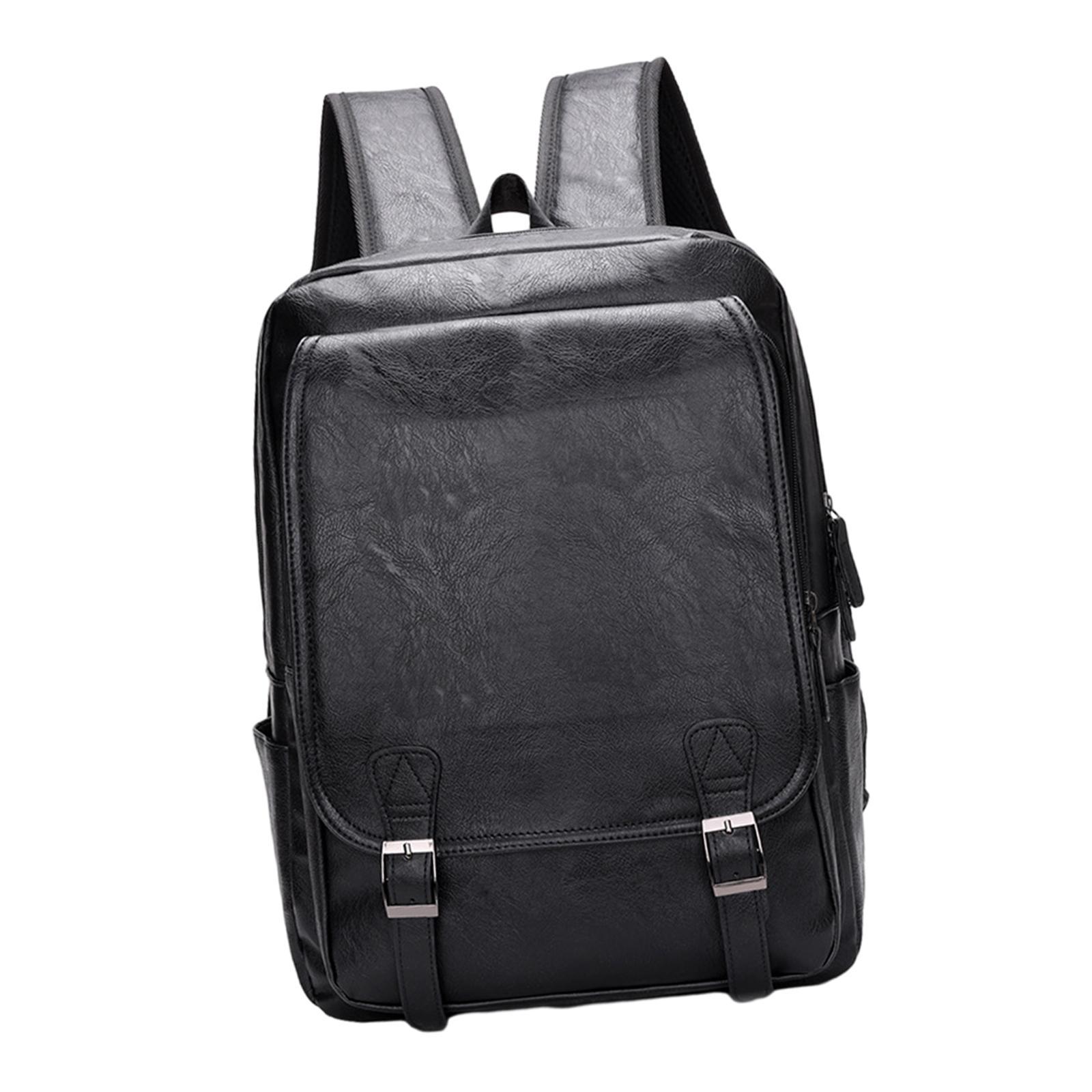 Laptop Backpack Men's PU Leather Backpack for Notebook Bookbag Casual Daypack Rucksack for Hiking Office Travel Work Shopping