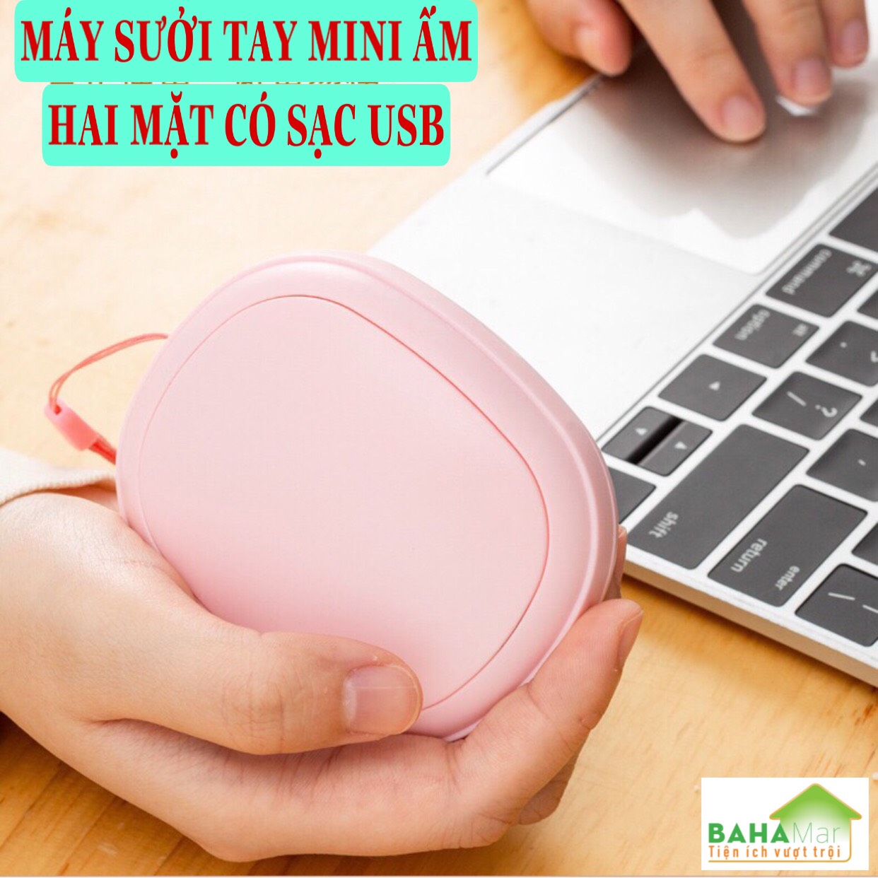 MÁY SƯỞI TAY MINI ẤM HAI MẶT CÓ SẠC USB &quot;BAHAMAR&quot; gồm bộ sạc dự phòng và máy sưởi tay, tất cả là hai trong một