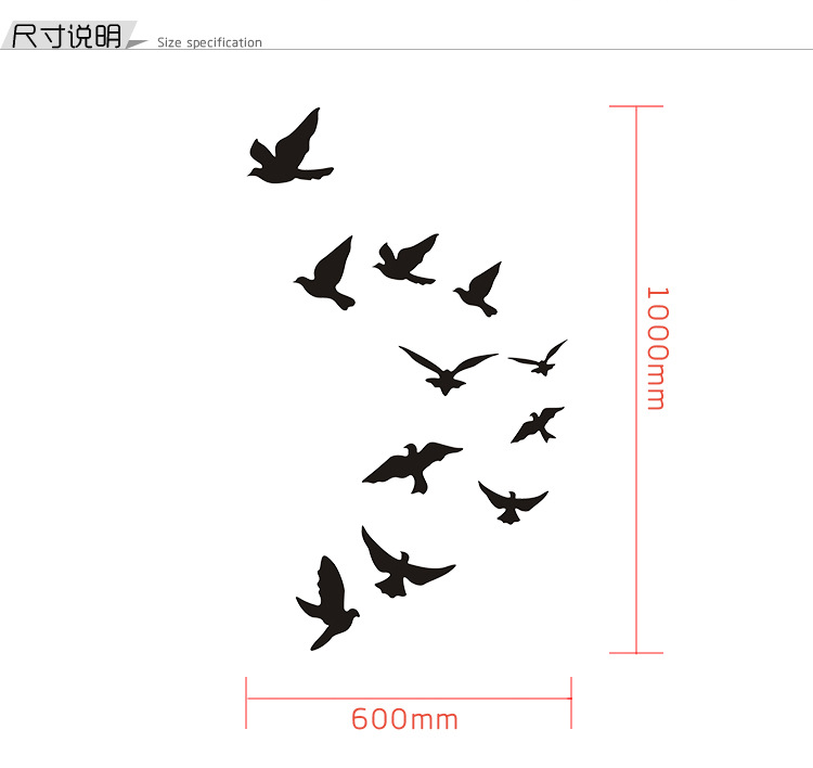 Decal dán tường trang trí 3D sáng tạo cao cấp 11 chim bồ câu