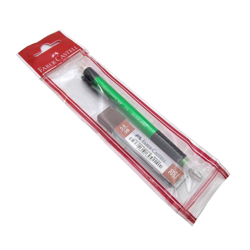 Vỉ Bút Chì Bấm HB 0.5 mm Grip Matic + Ruột Chì Faber-Castell 133800P (Mẫu Màu Giao Ngẫu Nhiên)