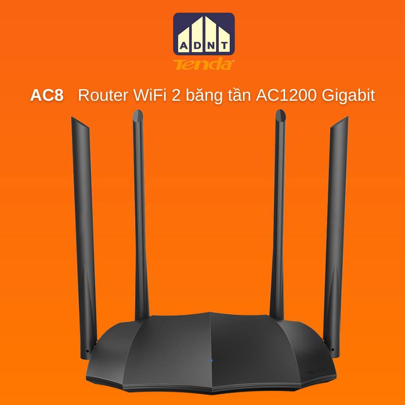 Bộ phát wifi 4 râu chuẩn AC 1200Mpbs băng tần kép Wireless Router AC8 Tenda hàng chính hãng