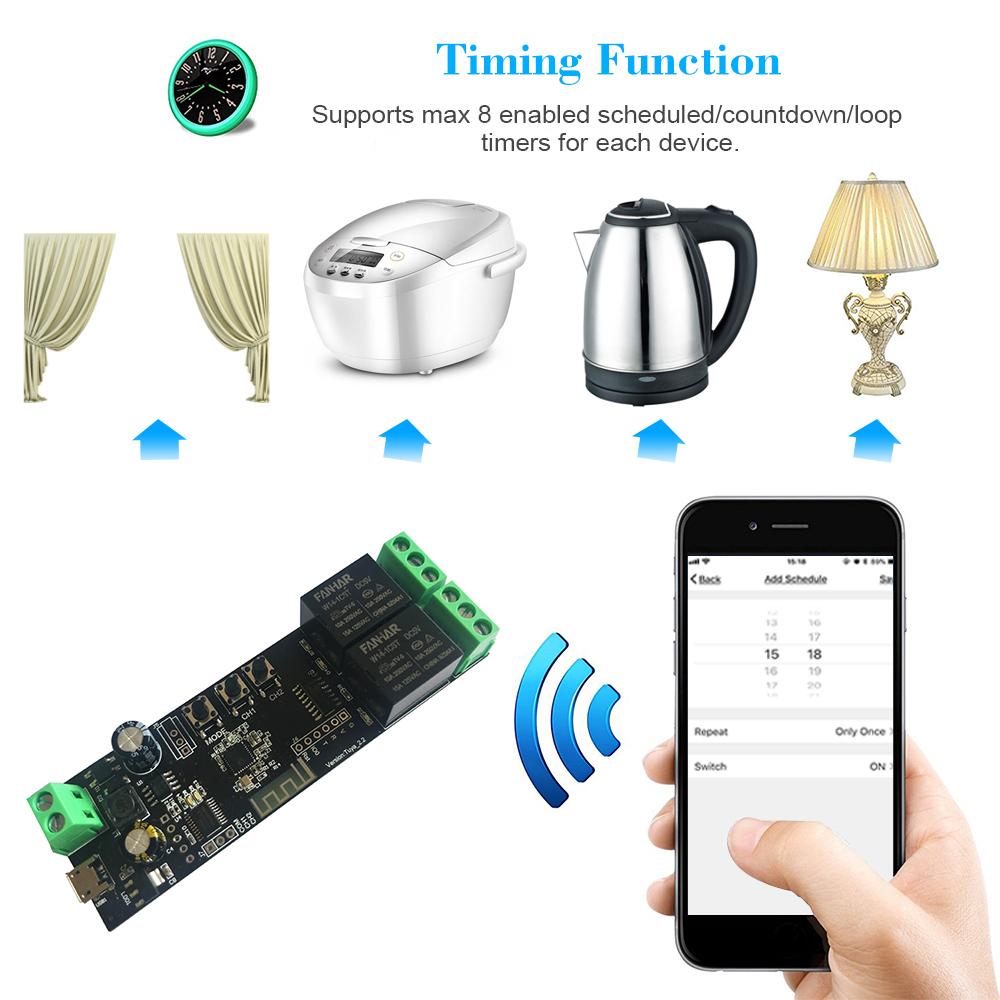 Công Tắc Wifi Tuya 2ch Usb Dc5V / 7-32v Cho Android / Ios App Điều Khiển Từ Xa Amazon Alexa Google Home