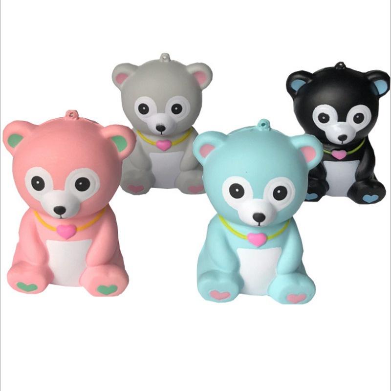 Squishy Lớn JUMBO Hình Gấu Đen Đeo dây chuyền trái tim Đồ Chơi Xốp Giảm Stress Hình mềm mịn dễ Thương đàn hồi Cho Bé