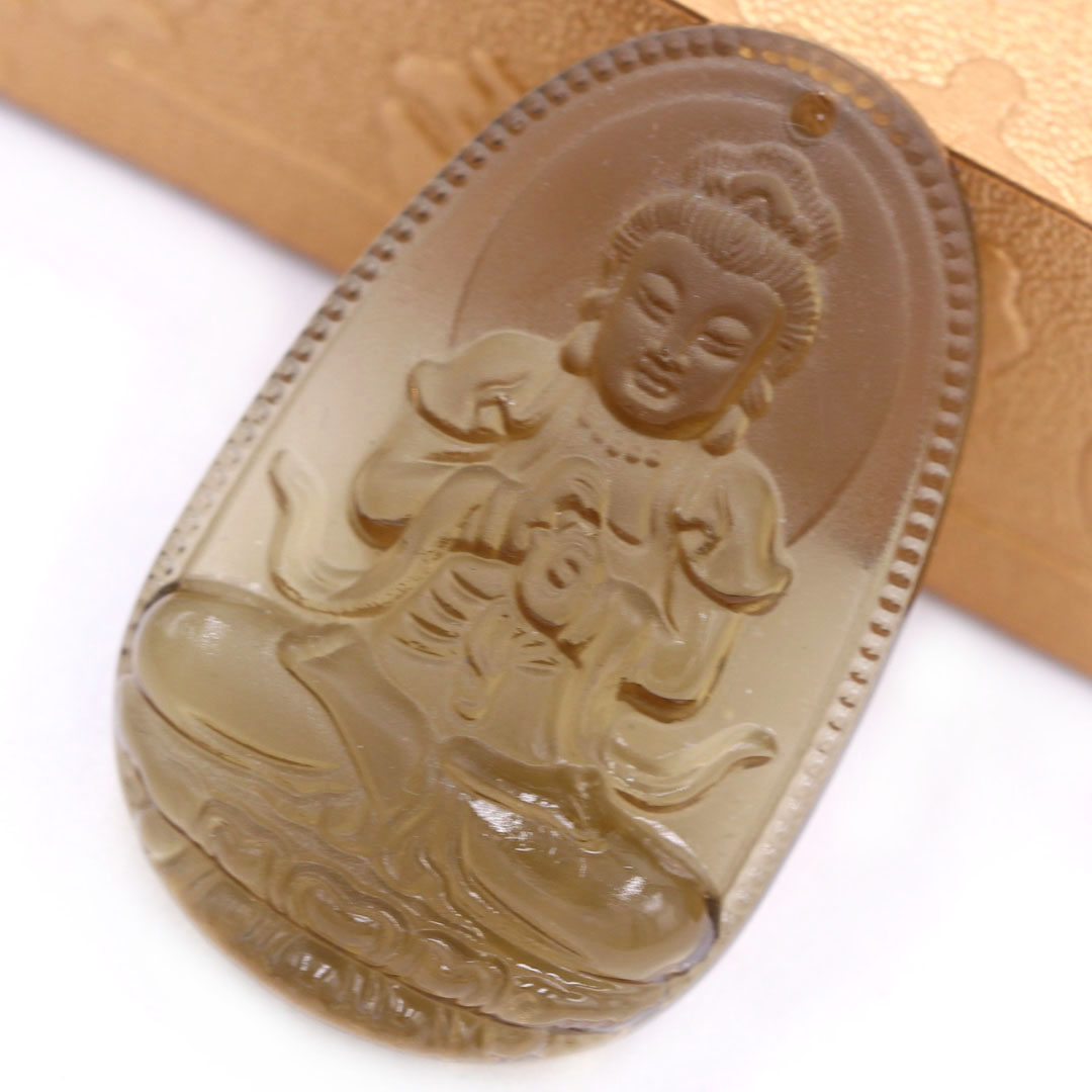 Mặt Phật Đại nhật như lai đá obsidian  1.9cm x 3cm  kèm vòng cổ dây da đen + móc inox vàng, Phật bản mệnh, mặt dây chuyền