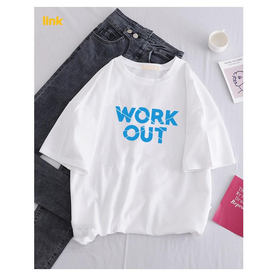 Áo thun tay lỡ cổ tròn WORK OUT dáng rộng unisex