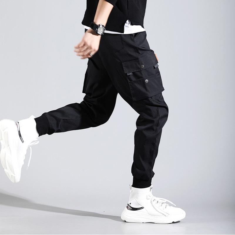 Quần jogger nam túi hộp chất kaki polyster mỏng mềm mịn, phong cách đường phố