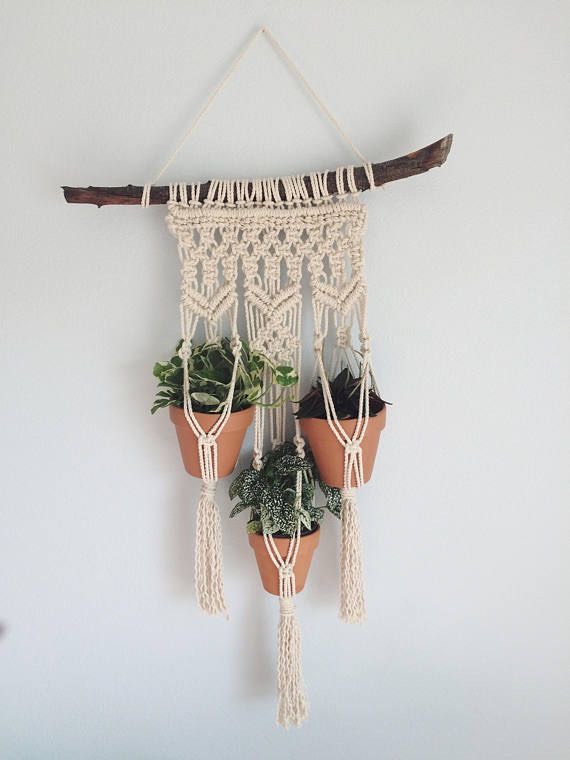 Dây Treo 3 Chậu Cây, Lọ Hoa Macrame Trang Trí Treo Tường. Sản Phẩm Thủ Công Trang Trí Nhà Cửa. DTM04