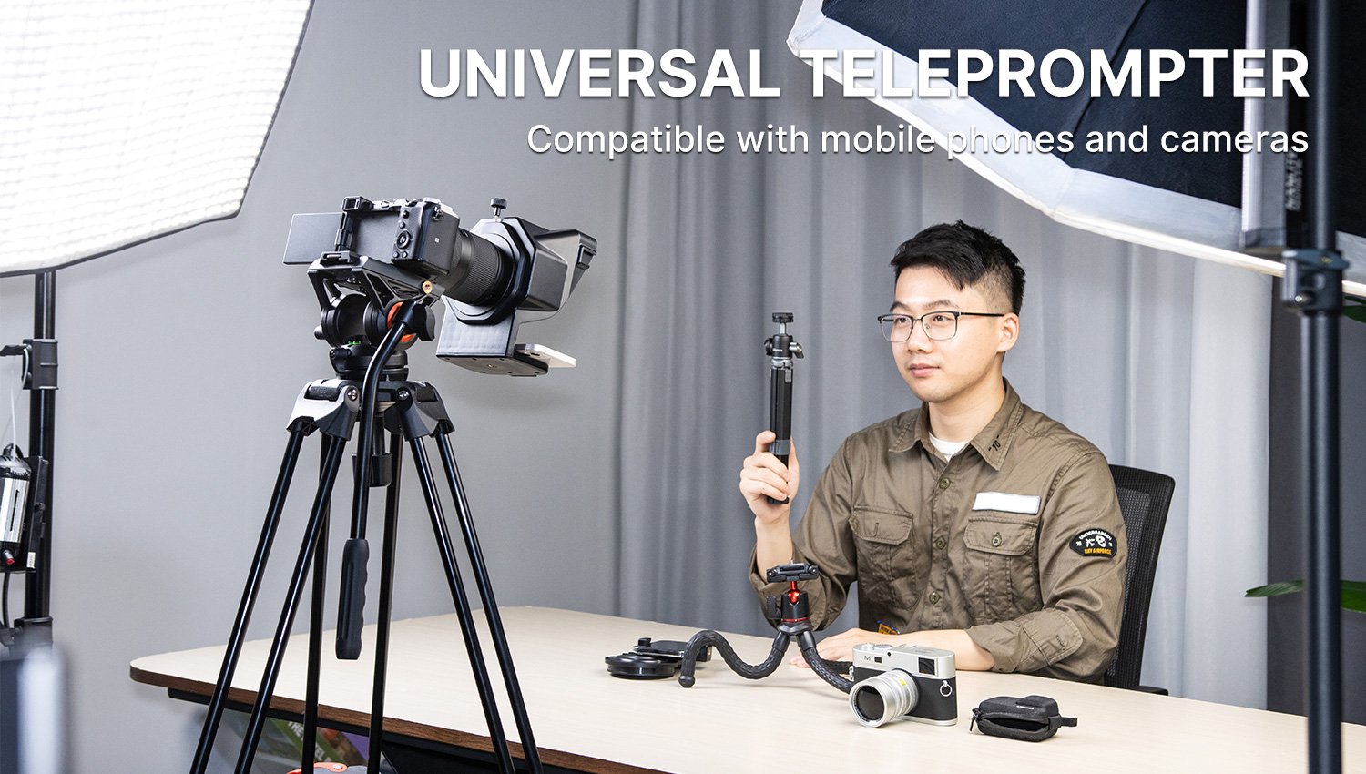 Ulanzi Teleprompter PT-15 - Máy Nhắc Chữ Mini Dùng Cho Điện Thoại, Máy Ảnh, Máy Quay - Hàng Chính Hãng