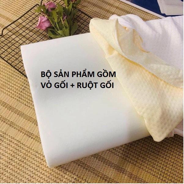 Bộ vỏ và ruột gối CAO SU NON cho người lớn, gối chống ngáy siêu mềm mại