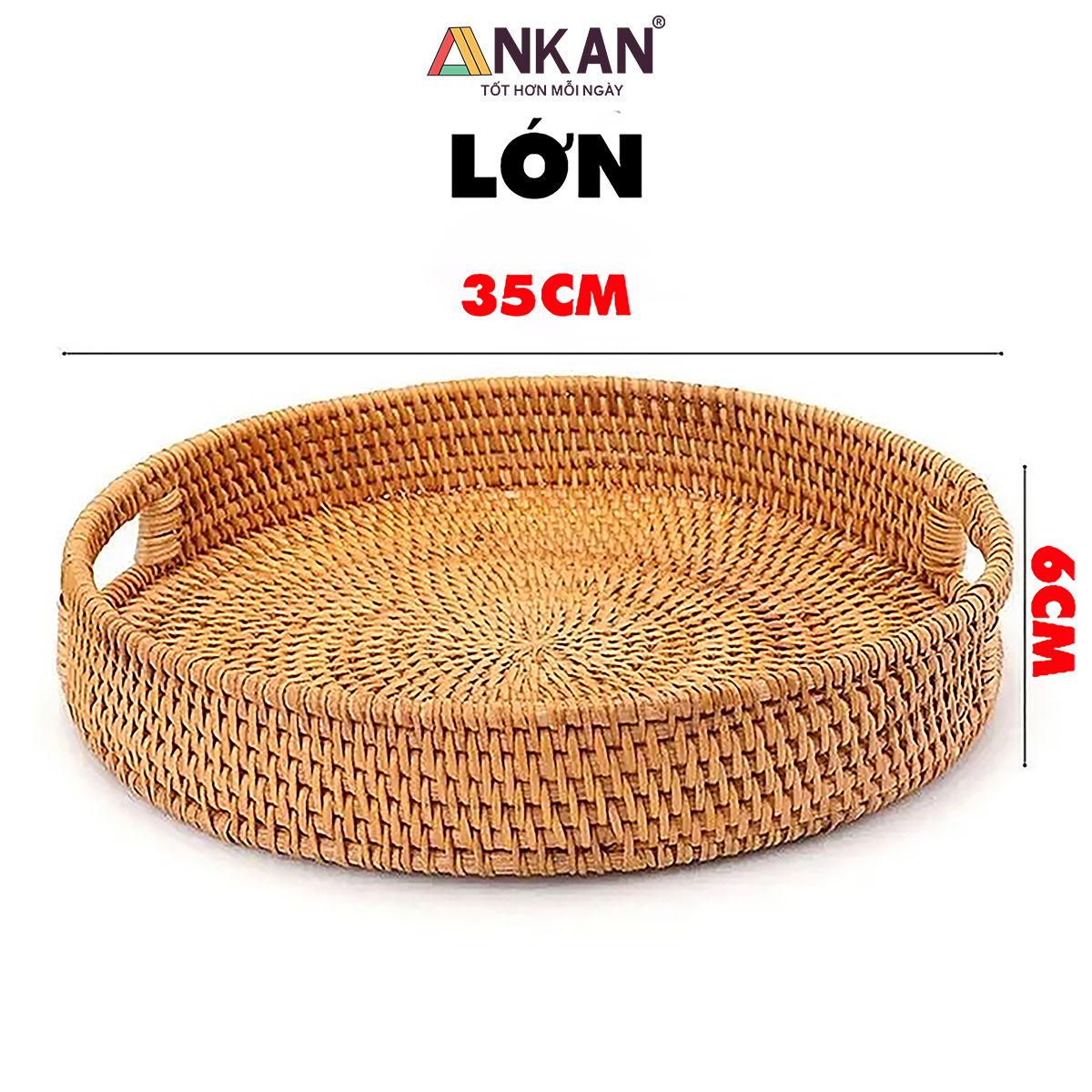 Khay Mây Tròn Đựng Trái Cây, Đồ Ăn, Decor Nhà Bếp – Khay Mây Tre Đan Thủ Công Cao Cấp ANKAN