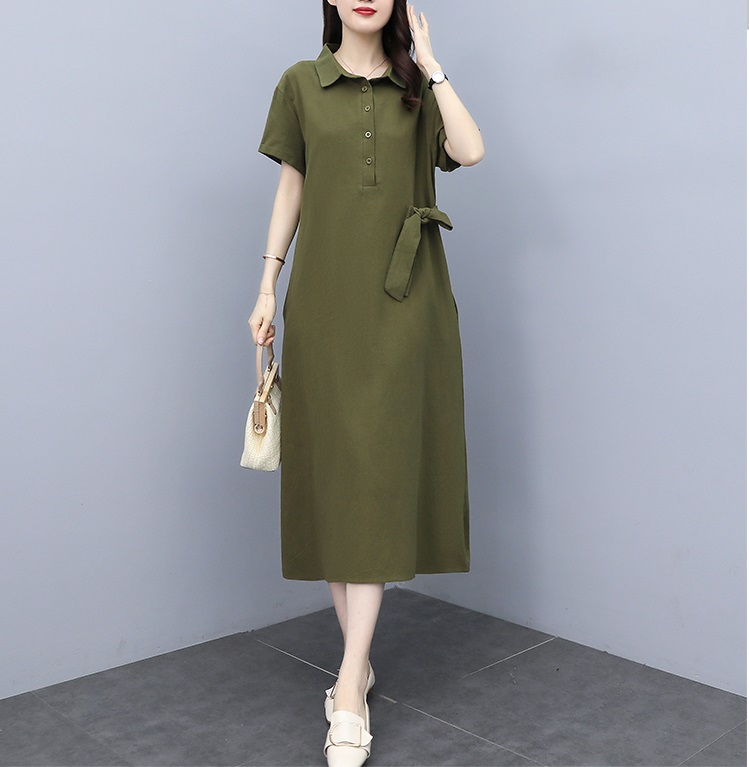 Đầm suông cỏ sơ mi linen công sở form rộng, 2 túi chéo siêu xinh, phong cách Hàn Quốc thanh lịch CS61