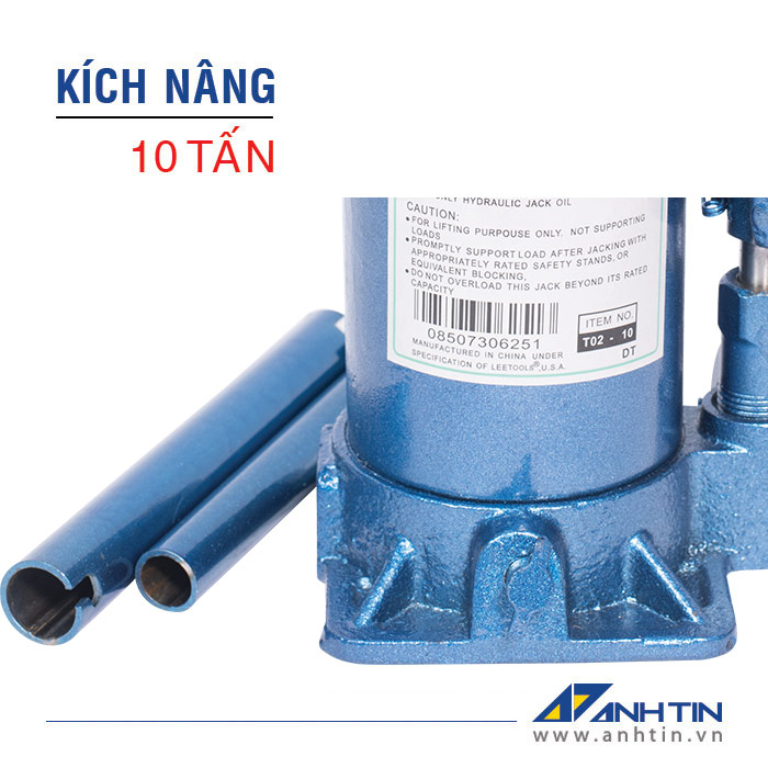 Con đội 10 tấn | Kích nâng xe ô tô xe tải | Kích thủy lực 10 tấn | Chiều cao nâng 125mm | Chiều cao ren 60mm