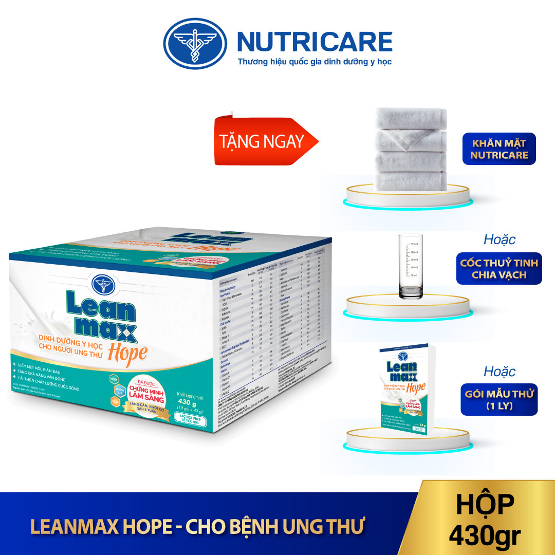 01 hộp sữa Leanmax Hope 430g - Dinh dưỡng y học cho người bệnh ung thư, suy kiệt