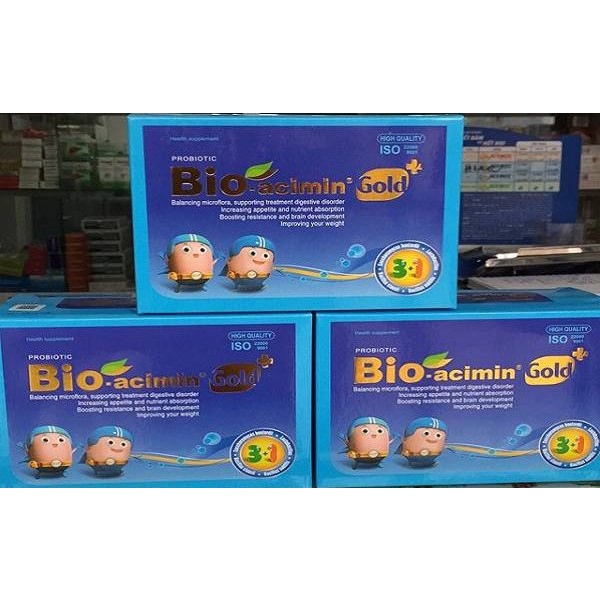 Bioacimin gold - Cốm Bioacimin gold mẫu mới cốm vi sinh cho trẻ biếng ăn hộp 30 gói ( bio acimin)