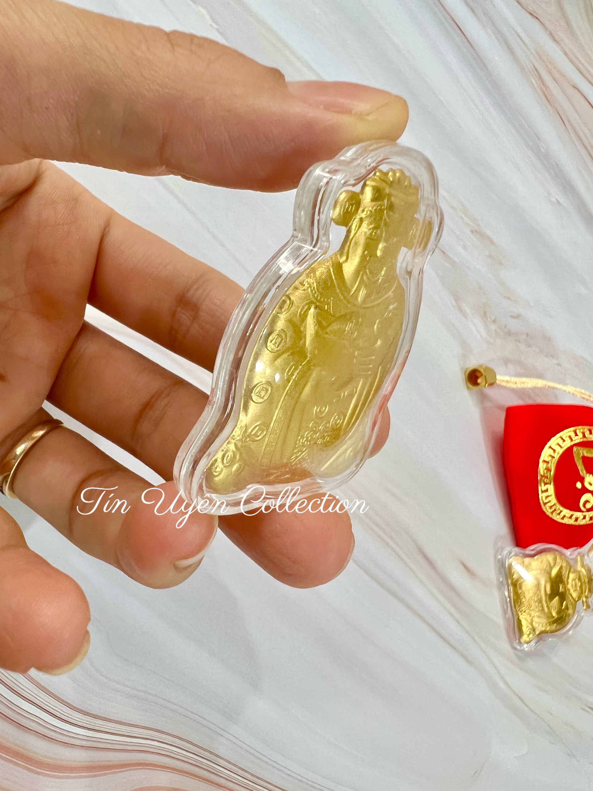 Ông Thần Tài mạ vàng kèm Túi Lộc cầu bình an, tài lộc, phước lành