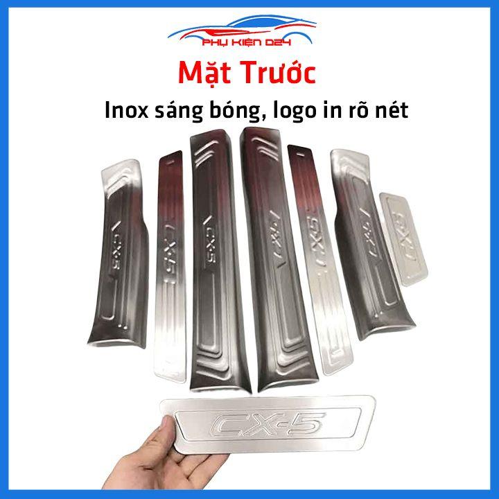 Bộ ốp bậc cửa trong ngoài nẹp bước chân CX-5 2018-2019-2020-2021-2022 Inox chống trầy trang trí xe