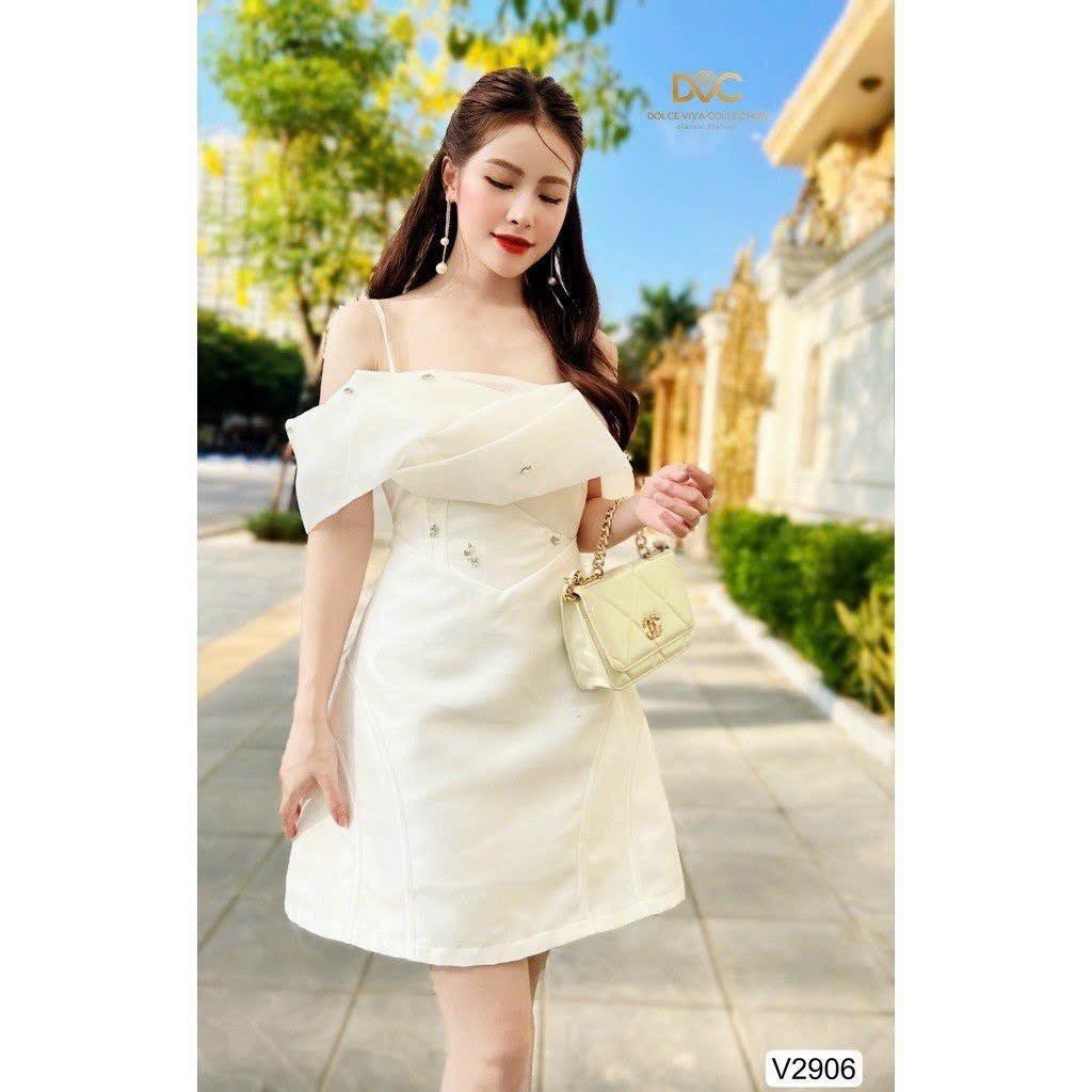Đầm xòe đính đá tay rớt