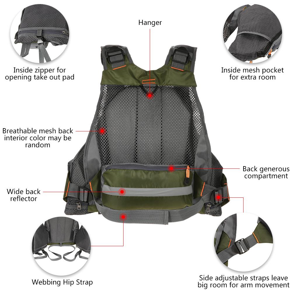 Áo khoác câu cá có phao bên trong, thiết kế nhiều túi có khóa kéo bằng chất liệu polyester ripstop cao cấp