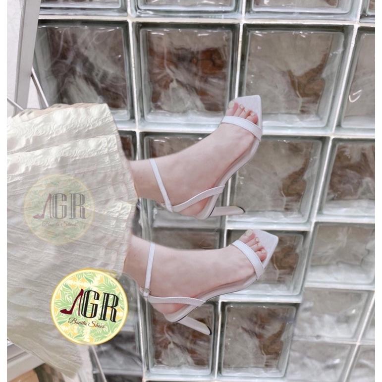 Sandal gót quai mảnh da mềm gót dẹp cao 7 cm