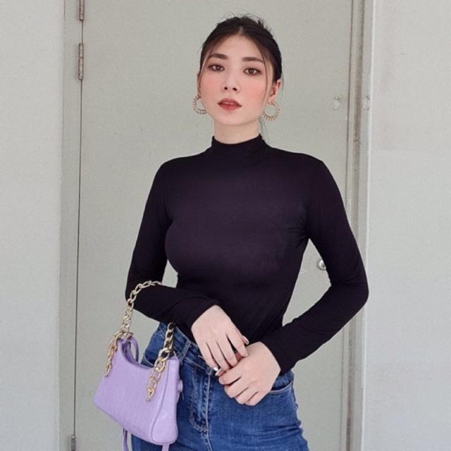 Áo len tay dài cổ cao 3 phân thun gân tăm co giãn - CH33