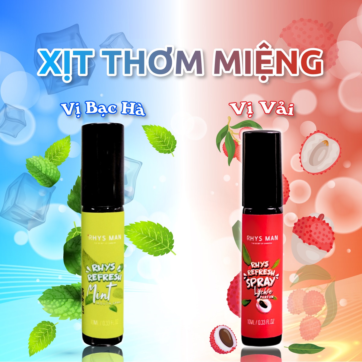 Xịt Thơm Miệng Rhys Refresh Spray Hương Trái Cây The Mát Sothing RHYS MAN 10ml- Hàng Chính Hãng