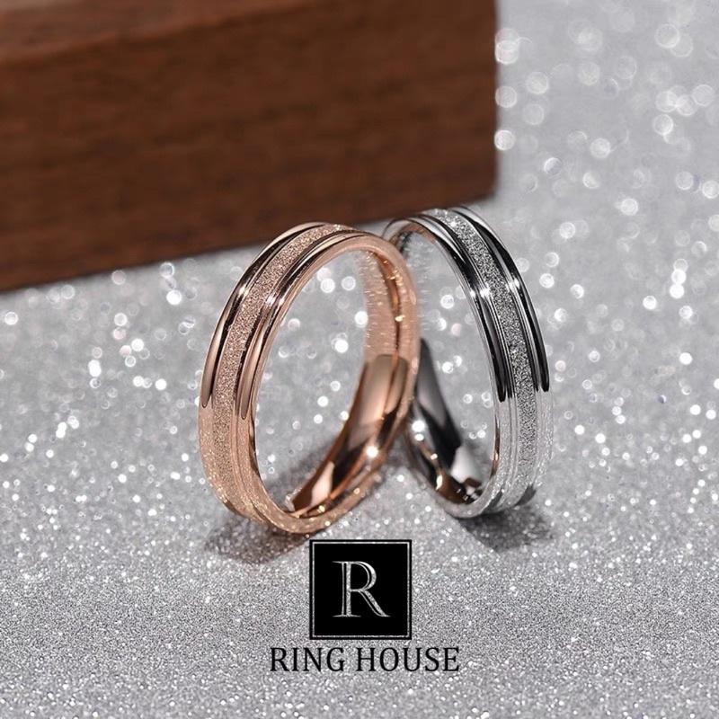 Nhẫn titan nữ nam nhẫn cặp đôi nhám sáng ngang 4mm đẹp Ring Hous