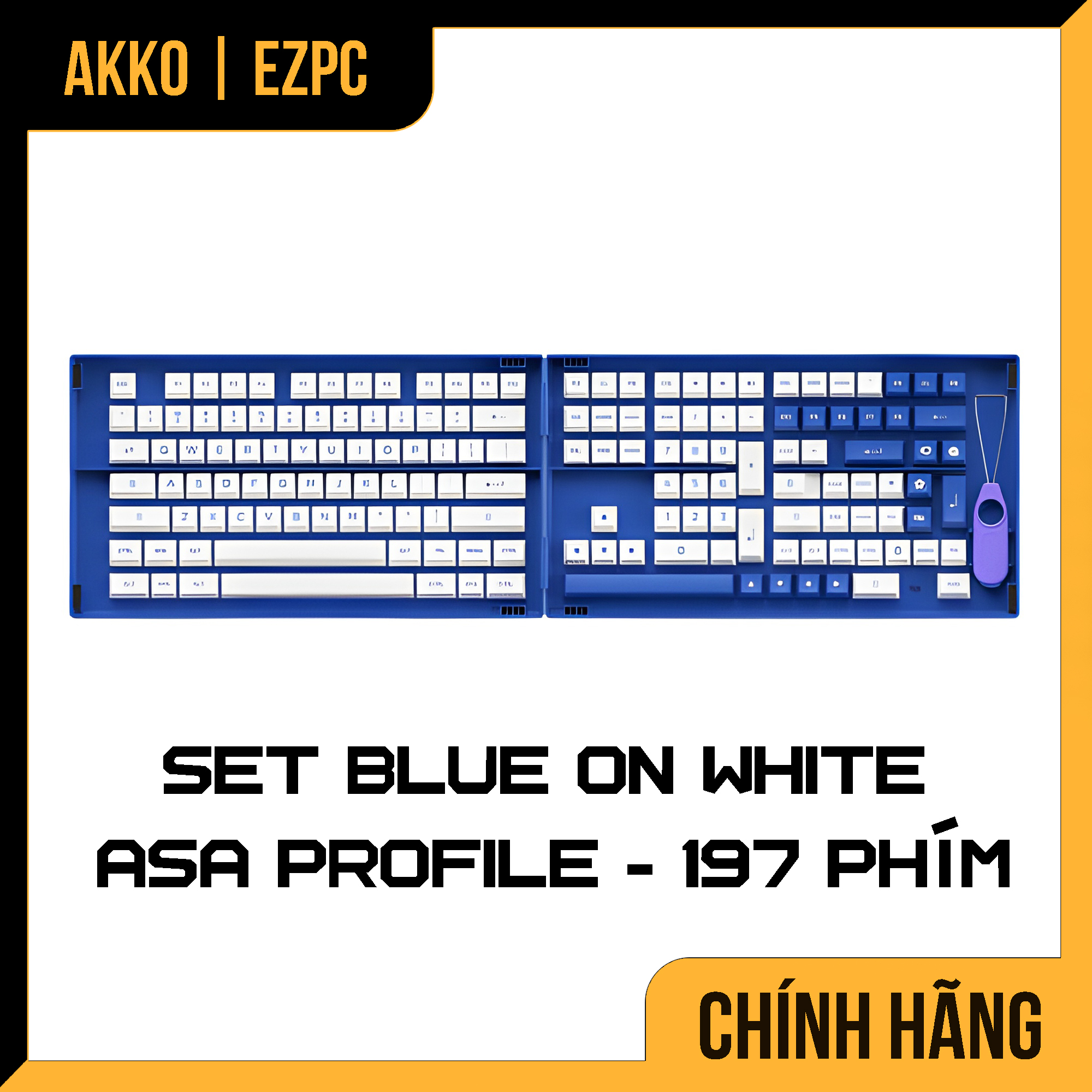 Keycap Cho Bàn Phím Cơ AKKO Hàng Chính Hãng Blue On White ASA Profile | EZPC