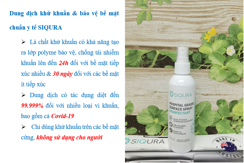 (KM) Combo 02 bình phun sương khử mùi &amp; khử khuẩn bảo vệ xe hơi 30 ngày SIQURA tặng 01 chai xịt 100ml dung dịch khử khuẩn bề mặt chuẩn y tế Úc