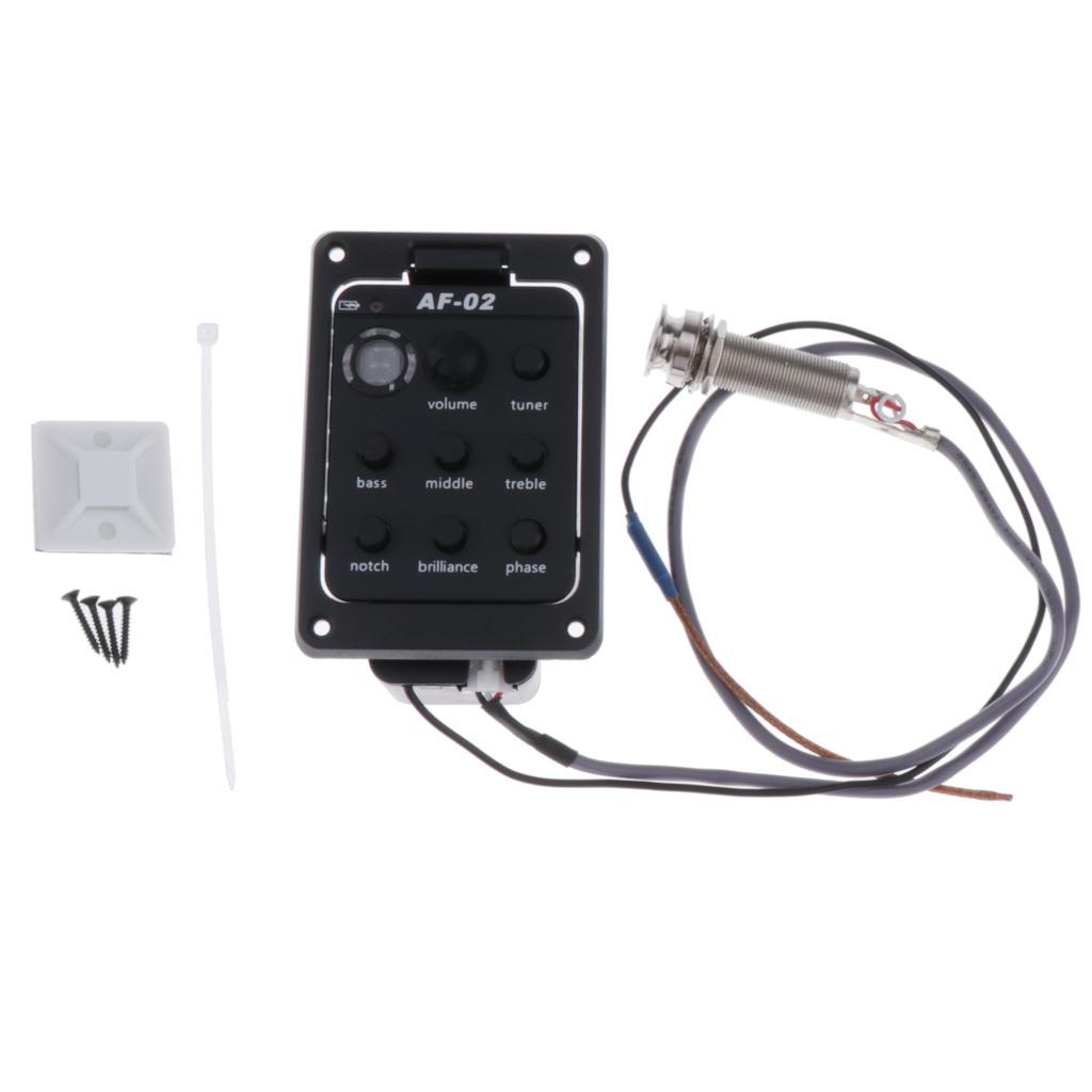 4 Band EQ Equalizer Acoustic Guitar Preamp Piezo Pickup Tuner Black