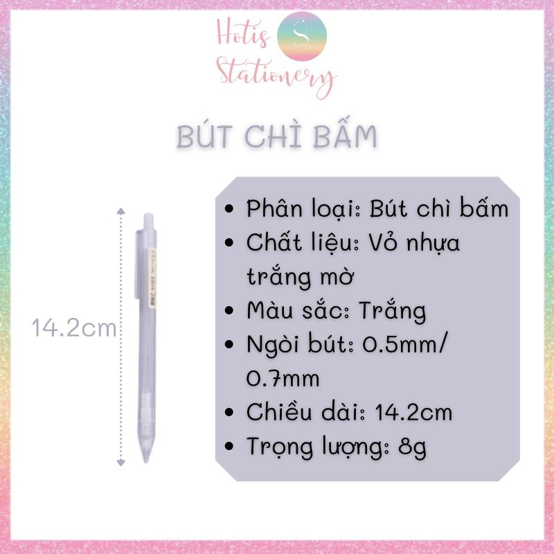 Bút chì bấm lục giác vỏ nhựa trắng mờ ngòi 0.5mm/ 0.7mm PE020