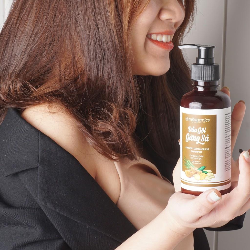 Dầu Gội Gừng Sả Làm Sạch Gàu, Dưỡng Tóc Mềm Mượt Từ Cao Gừng Cô Đặc MILAGANICS 250ml