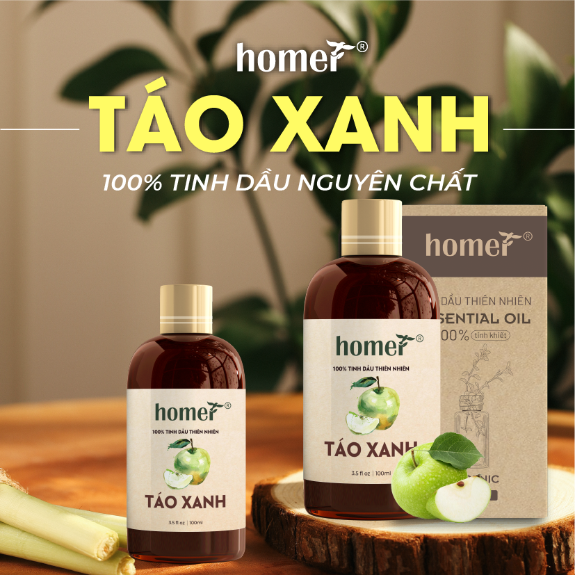 Tinh Dầu Táo Xanh Homer 100ml - Tinh Dầu Xông Thơm Phòng, Thư Giãn Khử Mùi - Tinh Dầu Trái Cây Thiên Nhiên