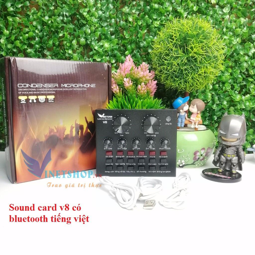 Soundcard thu âm V8 có Autotune Chuyên Livestream (Tiếng Anh / Tiếng Việt
