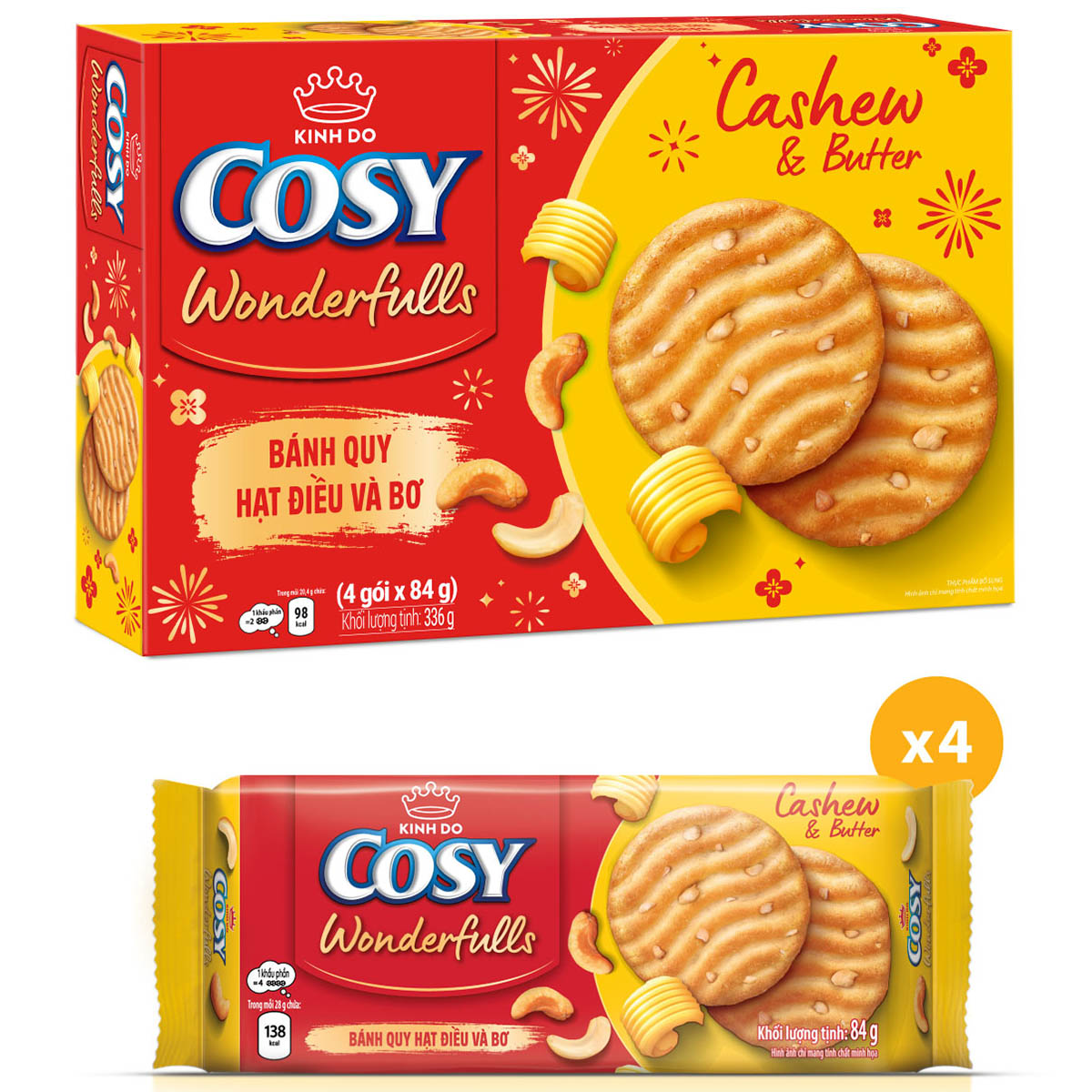 Bánh quế thập cẩm Cosy, hộp quà Tết 378g