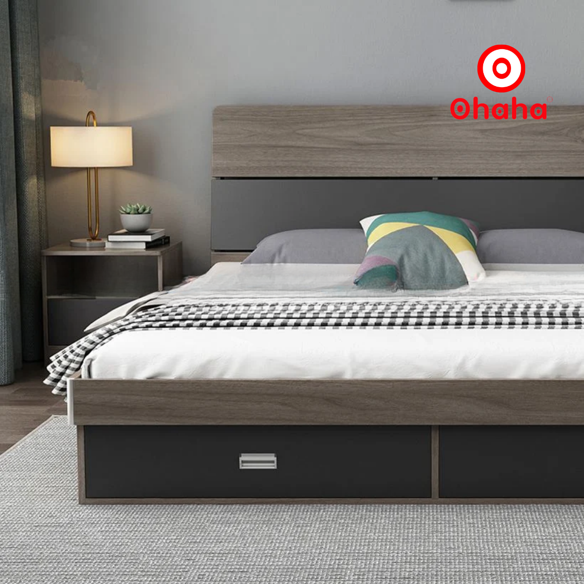 GIƯỜNG NGỦ GỖ CÔNG NGHIỆP CAO CẤP OHAHA - GC011