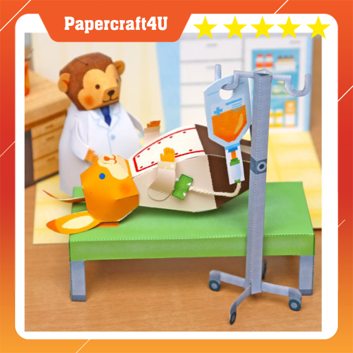 Mô hình giấy 3D Gấu làm bác sĩ Doctor Bear