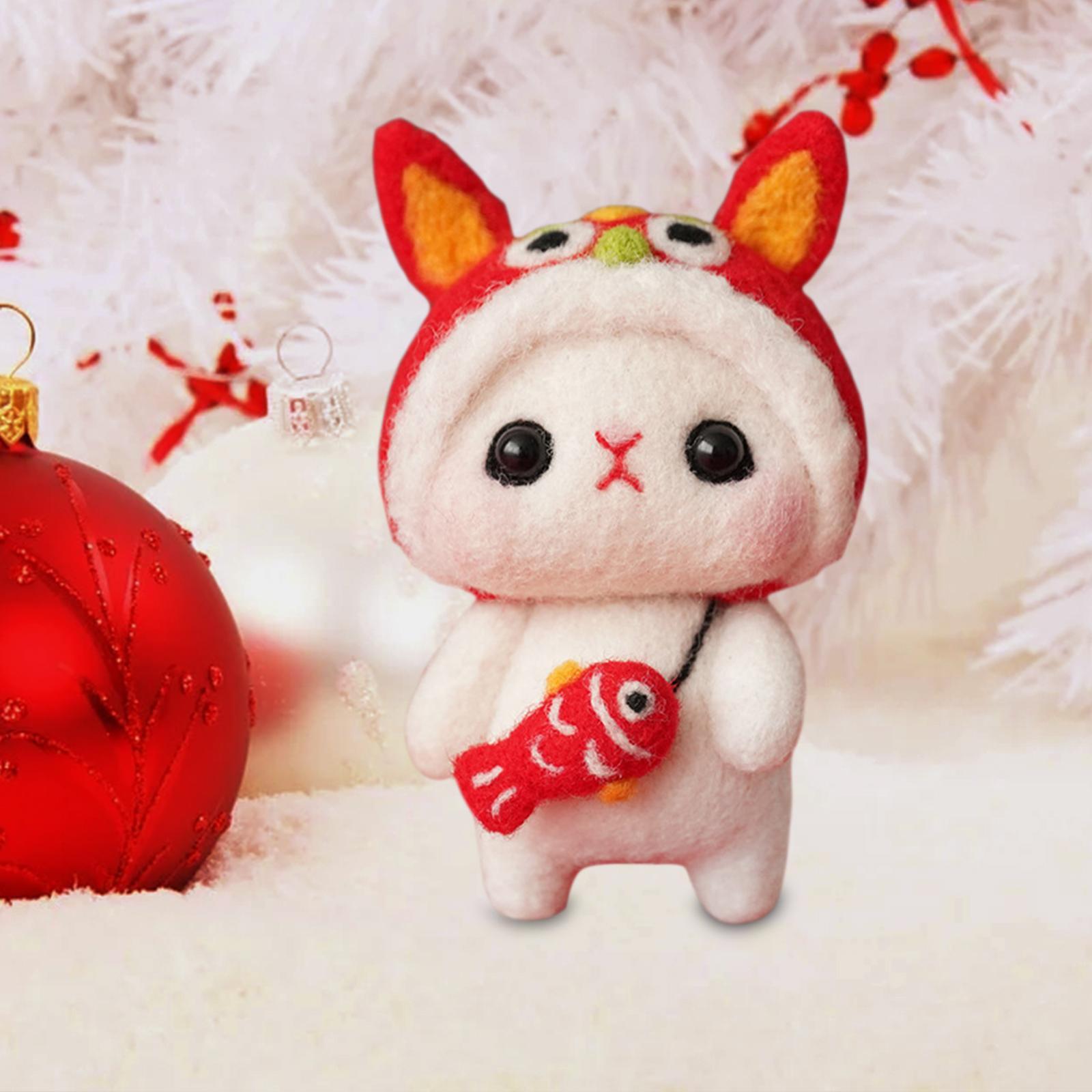 Bunny Felting Kit with Tools Animal Doll Keychain Gift for Holiday