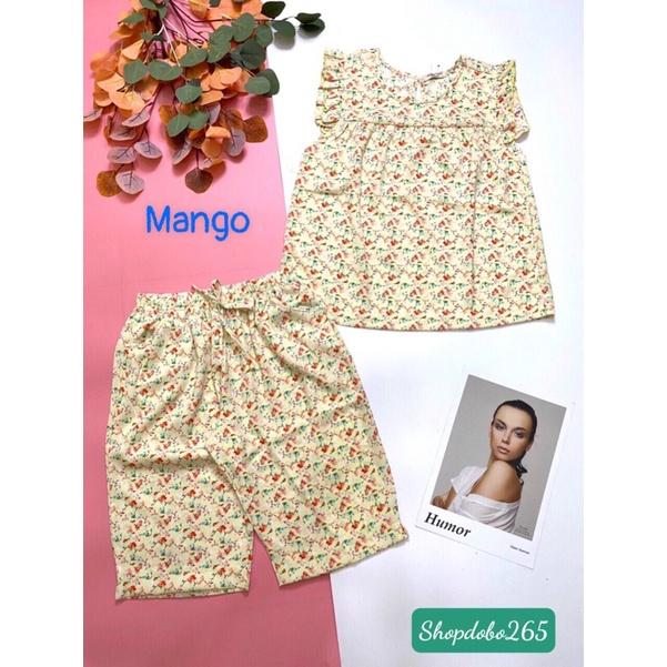 Đồ bộ nữ,đồ ngủ mặc nhà lửng vải lụa mango hoạ tiết hoa nhí thời trang size 45-57kg.