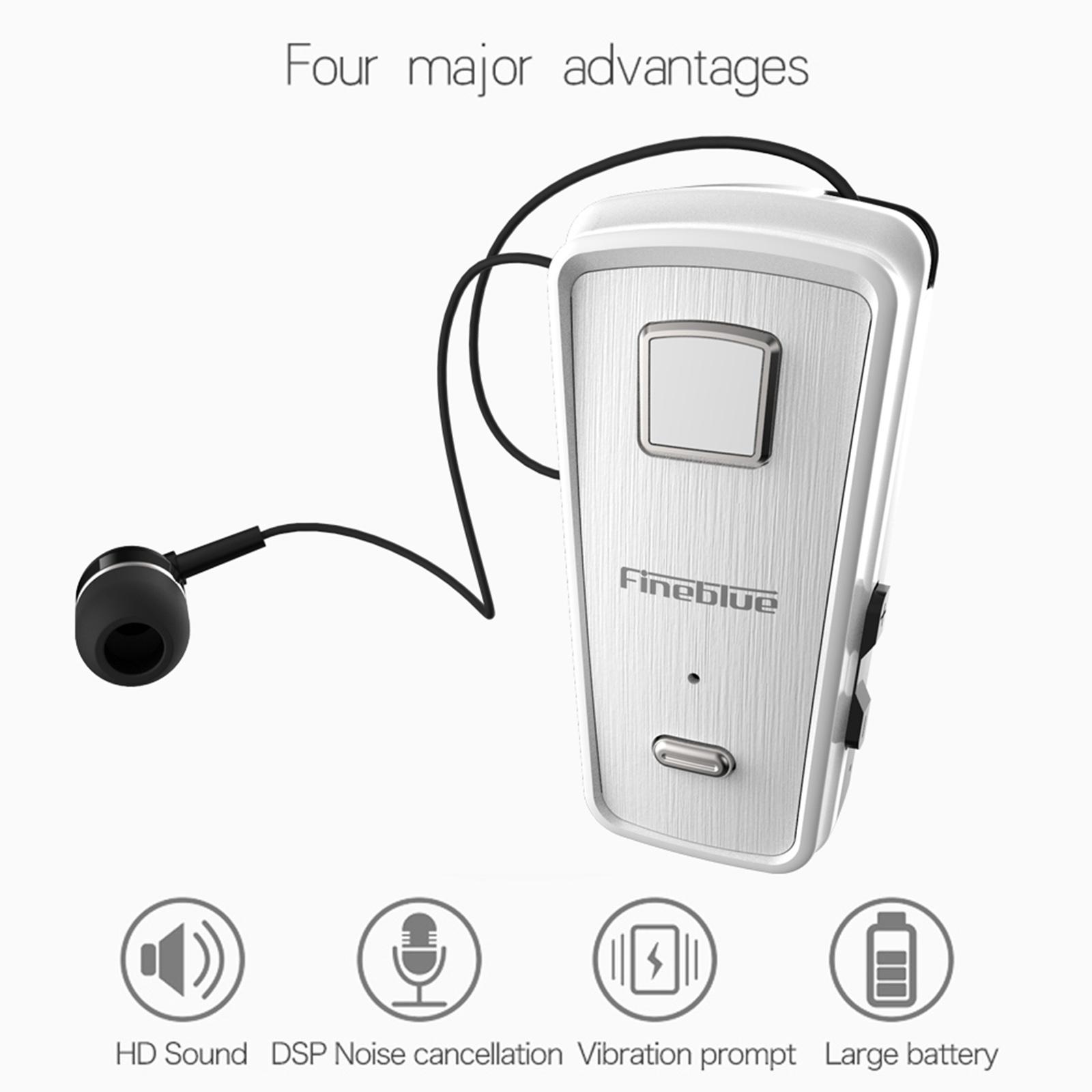 Cáp tai nghe có thể thu vào Fineblue F980 Clip-on Bluetooth 4.0-Màu trắng