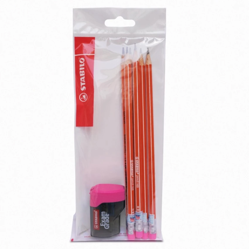 Combo bút chì gỗ STABILO Pencil 2160 HB (có gôm) - Bộ 6 bút chì màu vàng + Chuốt chì PS4538 (PC2160Y-C6S)