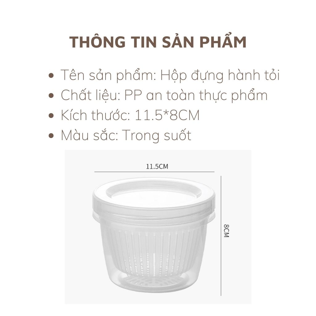 Hộp Bảo Quản Thực Phẩm Gừng Hành Tỏi Hộp Tròn 2 Lớp Nắp Kín Tránh Mùi Tiện Lợi