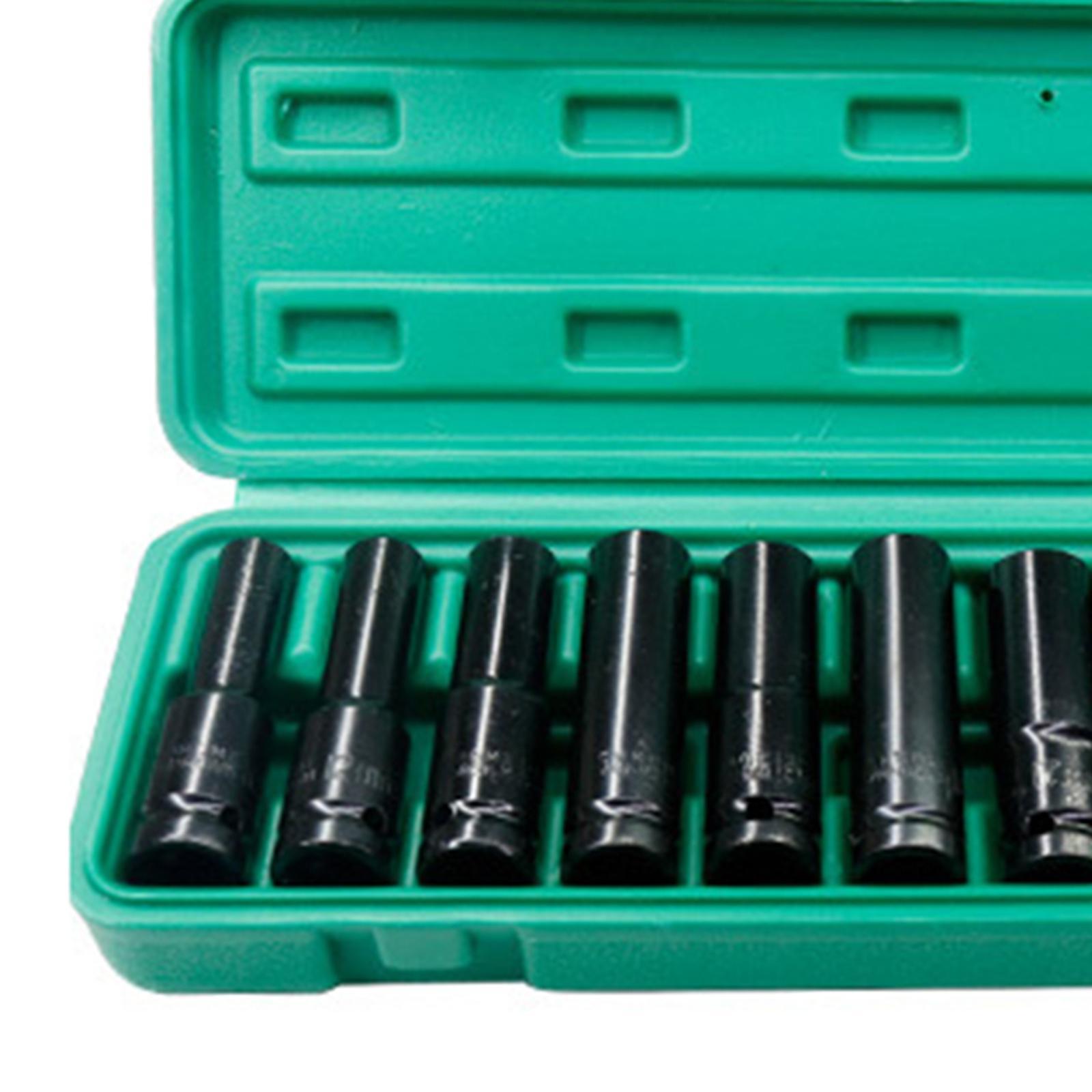 10 Pieces Socket Set 1/2inch ,with A Storage Cage, Repairing Impact Removal Tools 10-24mm ,Fit for Pneumatic Wrench, Ratchet Wrench