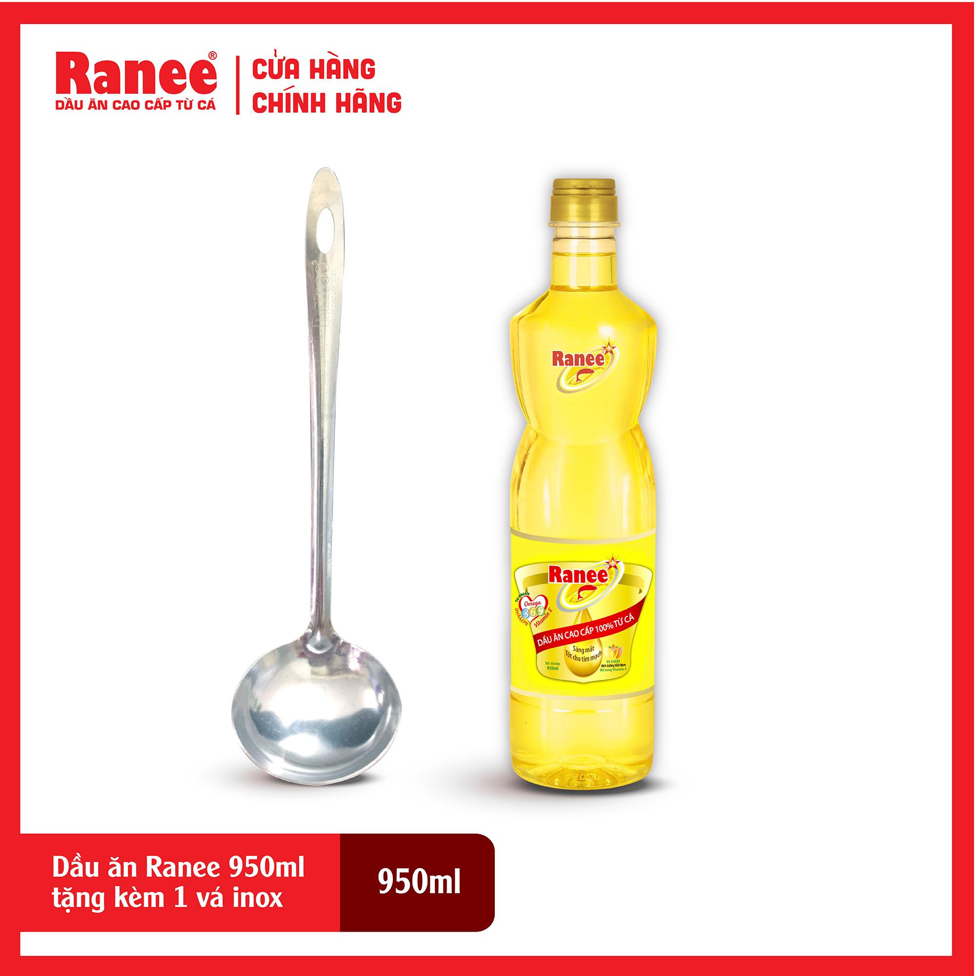 Combo 1 chai dầu ăn dinh dưỡng Ranee 950ml tặng kèm vá inox