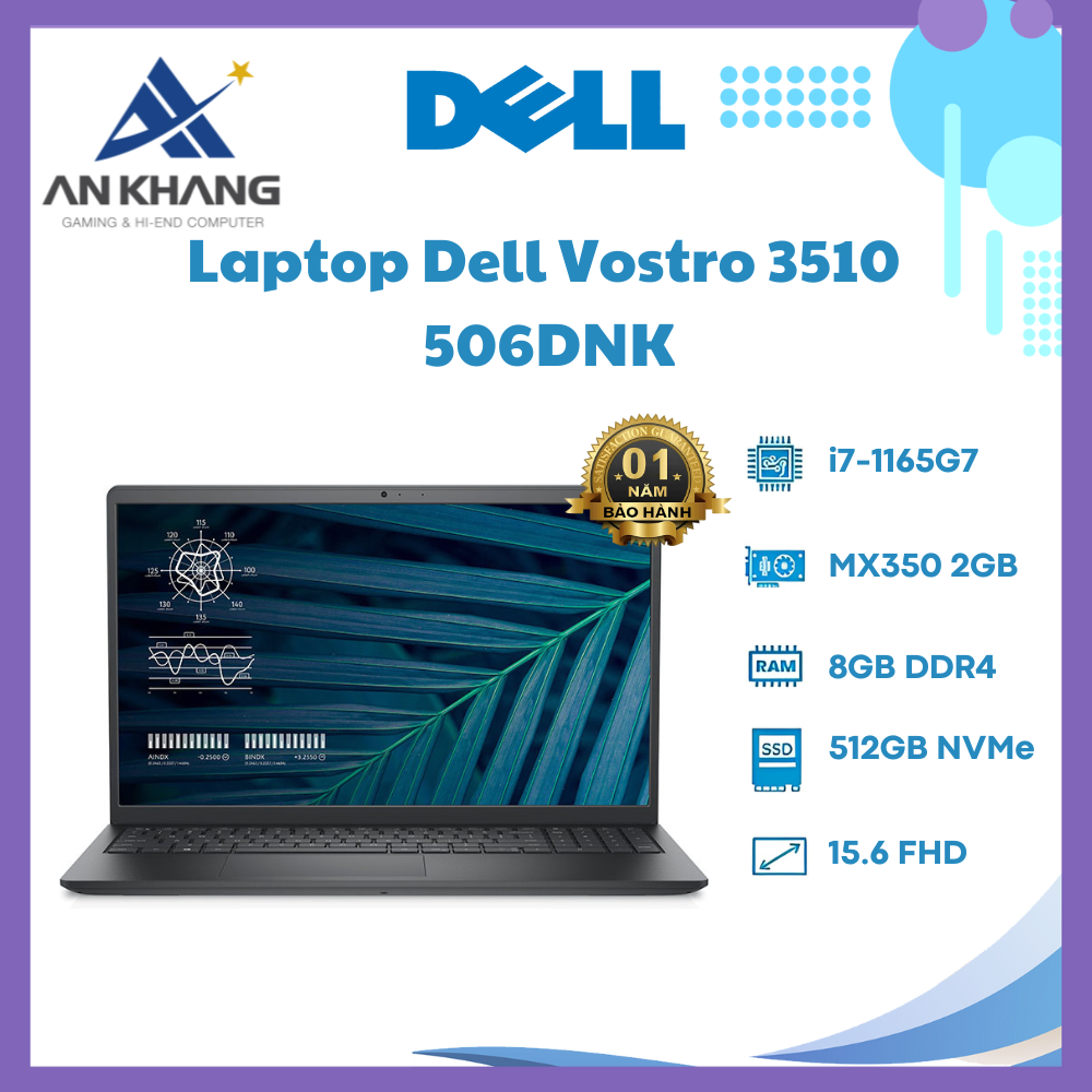 Laptop DELL VOS15 3510 (506DNK) I7-1165G7/8GD4/512SSD/15.6FHD/BT/3C41W/ĐEN/W11SL+OFFICE/2GD5_MX350/PROSUP - Hàng Chính Hãng